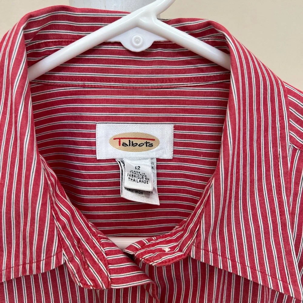 Talbots Women's Blouse Striped Buttons Shirt Top Size 12 French Cuffs Links LS - Picture 16 of 16